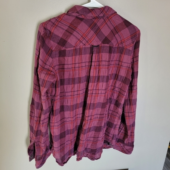 🌀 Kut From The Kloth Flannel Snap Button Down. Purple pink. Very soft! EUC - Picture 2 of 4